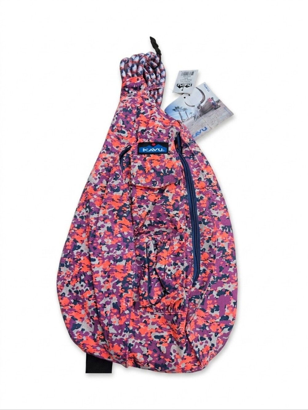 NEW Kavu Berry Punch Rope Sling Bag Purse Crossbody Multicolor Camo Purple Pink
